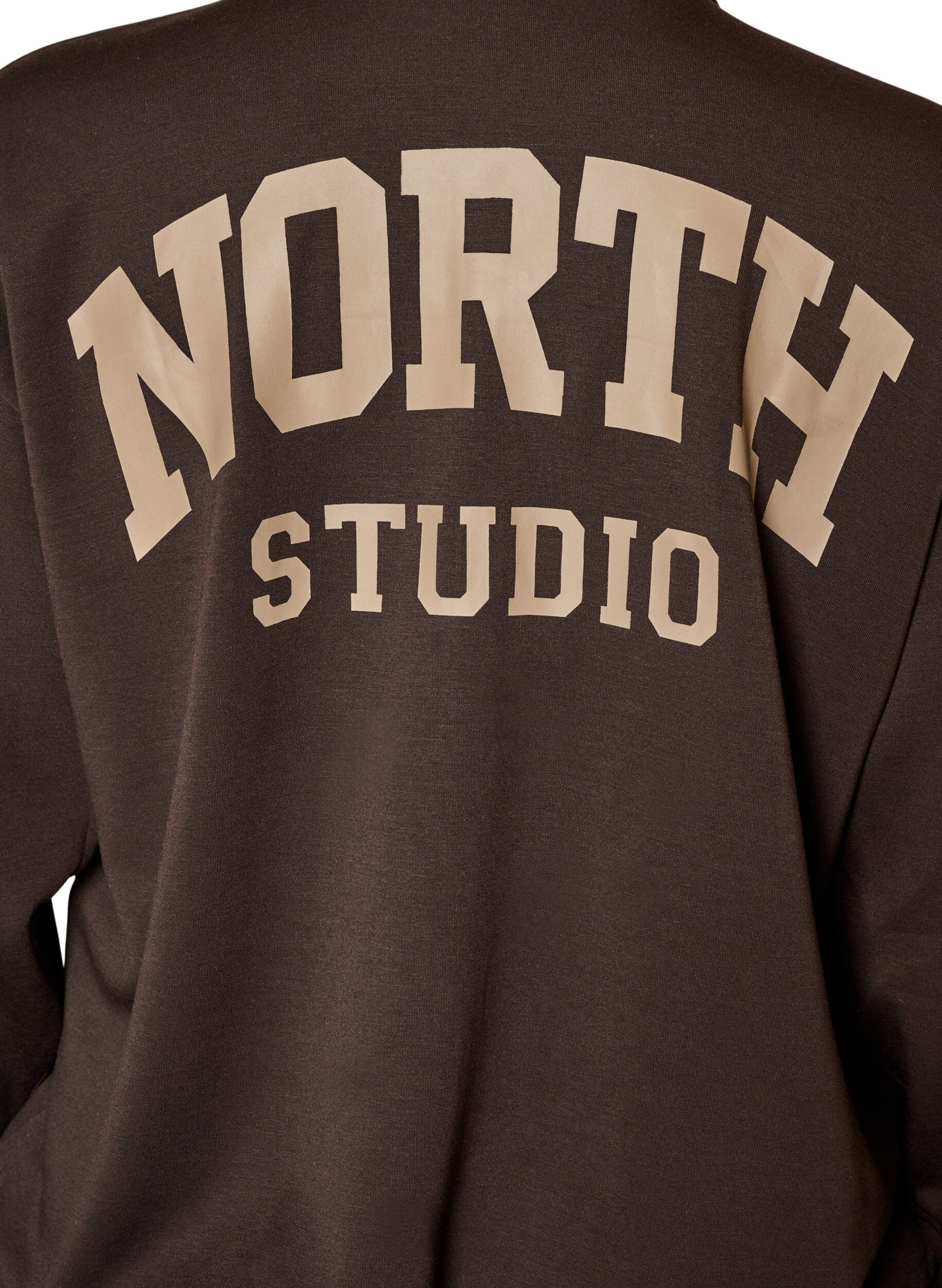 ZizziSporty bombercardigan med lynl&aring;s og h&oslash;j krave, Brun, Packshot image number 4