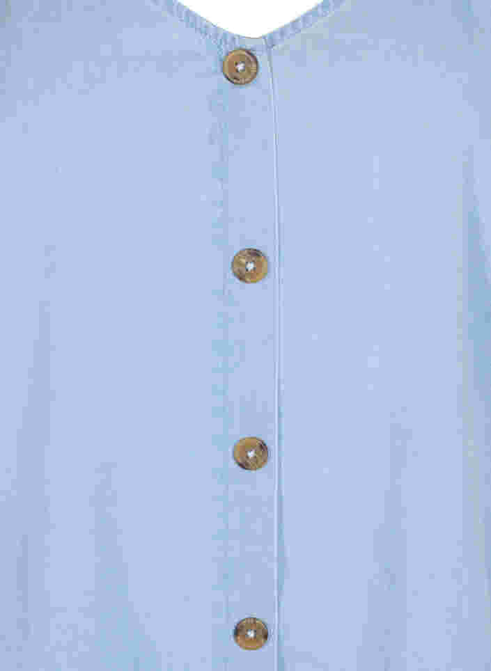 Denim top med knapper, Light blue denim, Packshot image number 2