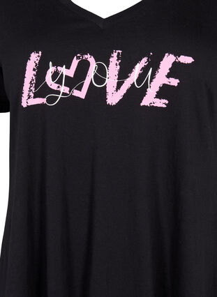 Bomulds t-shirt med korte ærmer, Black LOVE, Packshot image number 2