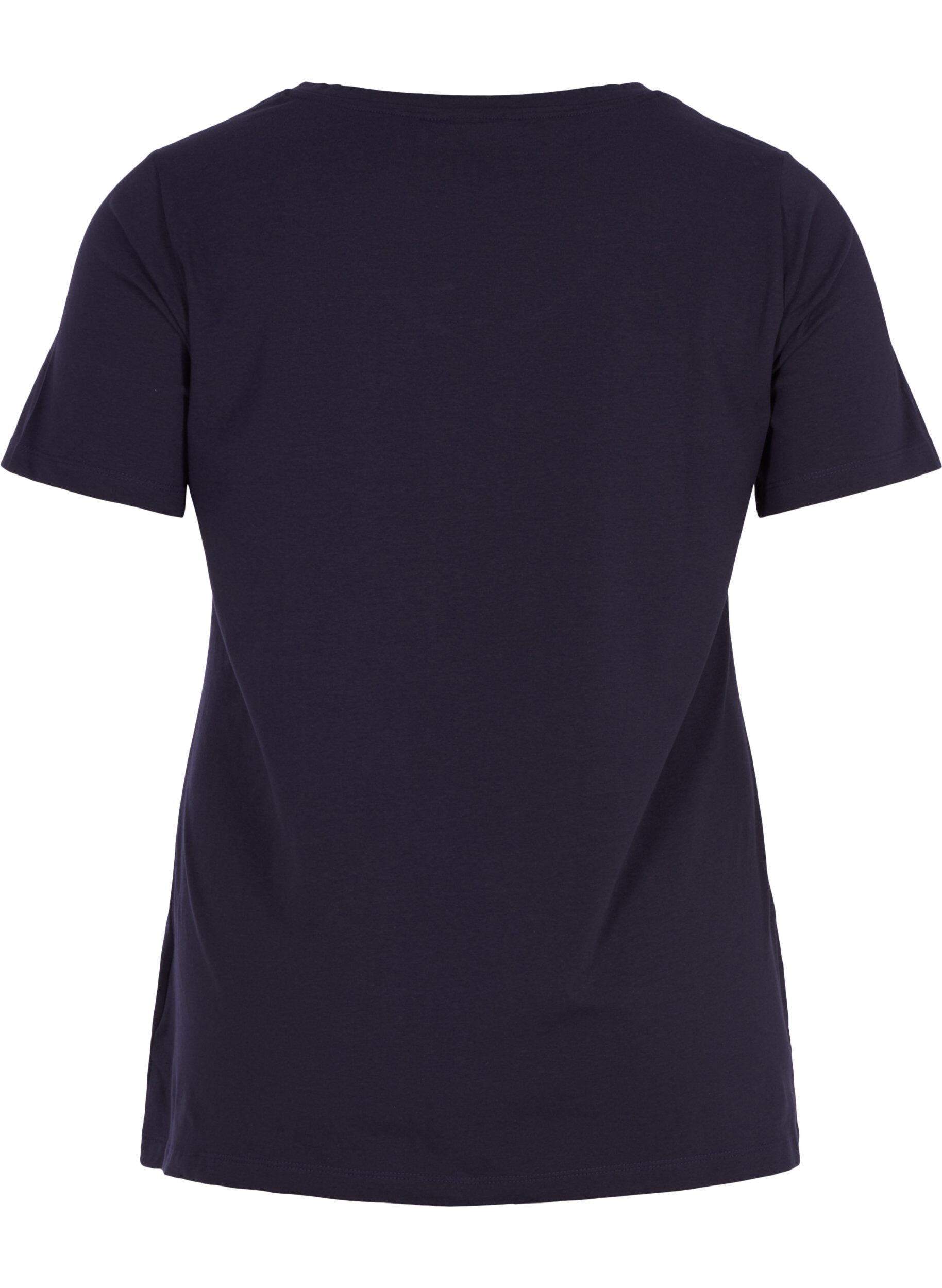 ZizziEnsfarvet basis t-shirt i bomuld, Bl&aring;, Packshot image number 1