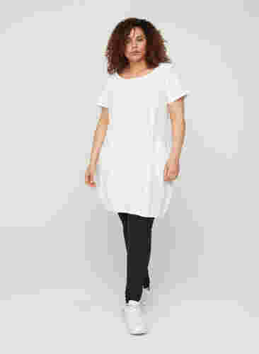 Kortærmet kjole i bomuld, White, Model image number 2