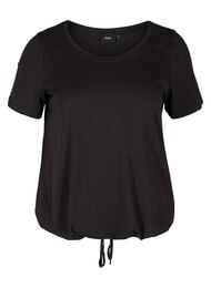Kortærmet t-shirt med justerbar bund, Black