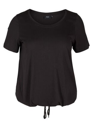 Kortærmet t-shirt med justerbar bund, Black, Packshot image number 0