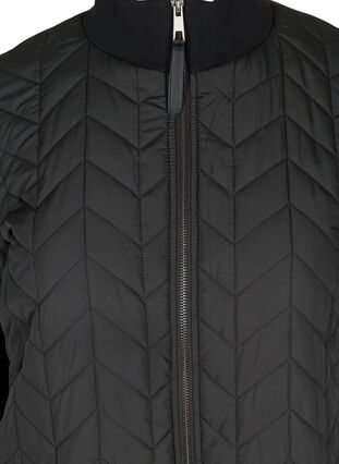 Quiltet letvægts termojakke med lommer, Black, Packshot image number 2