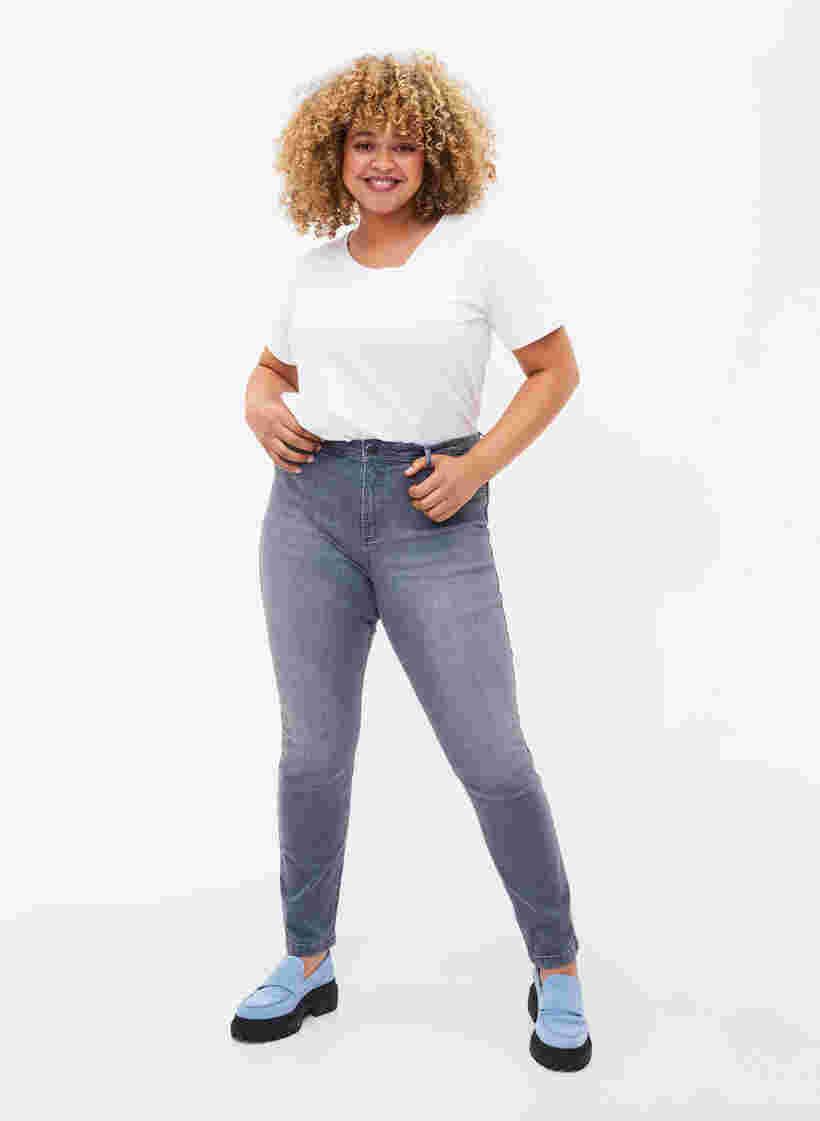 Ekstra slim Nille jeans med høj talje, Grey Denim, Model