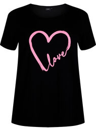 T-shirt i bomuld med print og rund hals , Black W. Heart L.