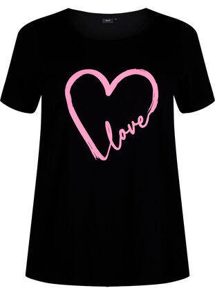 T-shirt i bomuld med print og rund hals , Black W. Heart L., Packshot image number 0