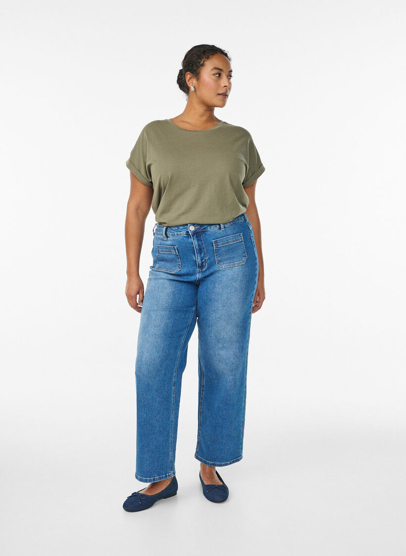 Kort&aelig;rmet t-shirt i bomuldsblanding, Gr&oslash;n, Model image number 1