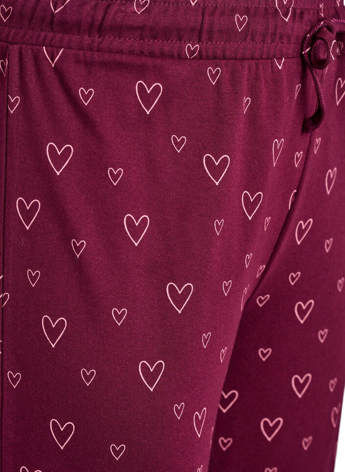 Pyjamasbukser i bomuld med h&oslash;j talje, R&oslash;d, Packshot image number 2