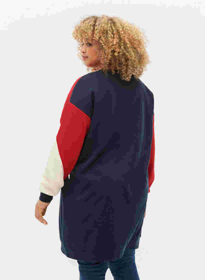 Lang sweatshirt med colorblock, Navy Color Block, Model image number 1