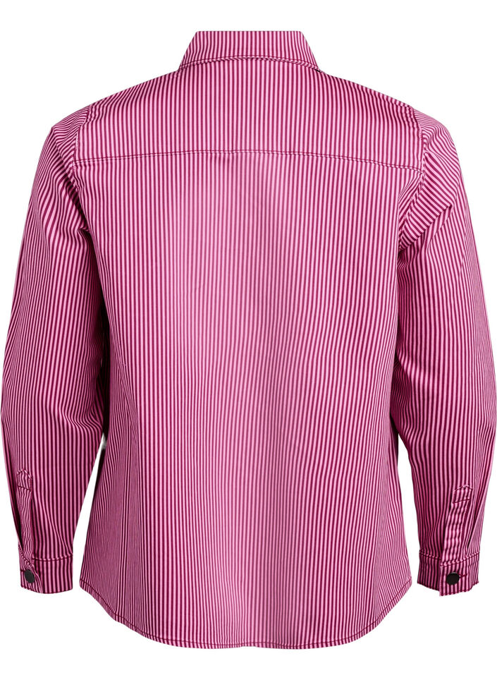 Stribet skjorte med lommer, Rød, Packshot image number 1