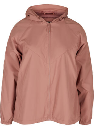 Kort jakke med lynlås og hætte, Burlwood, Packshot image number 0