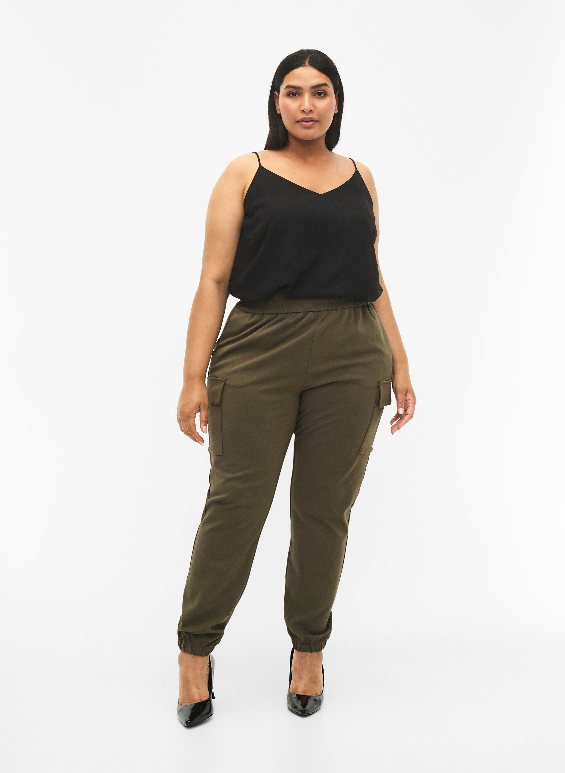 Zizzi Stroptop med v-udsk&aelig;ring, Black, Model image number 2