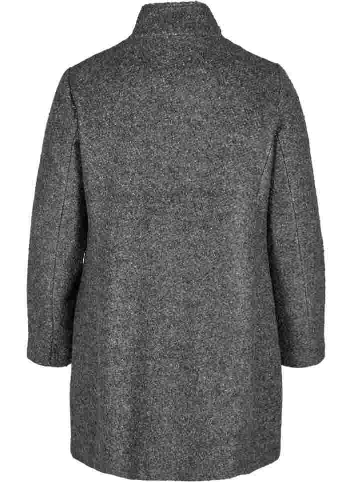 Frakke med uld og lynlås, Dark Grey Melange, Packshot image number 1