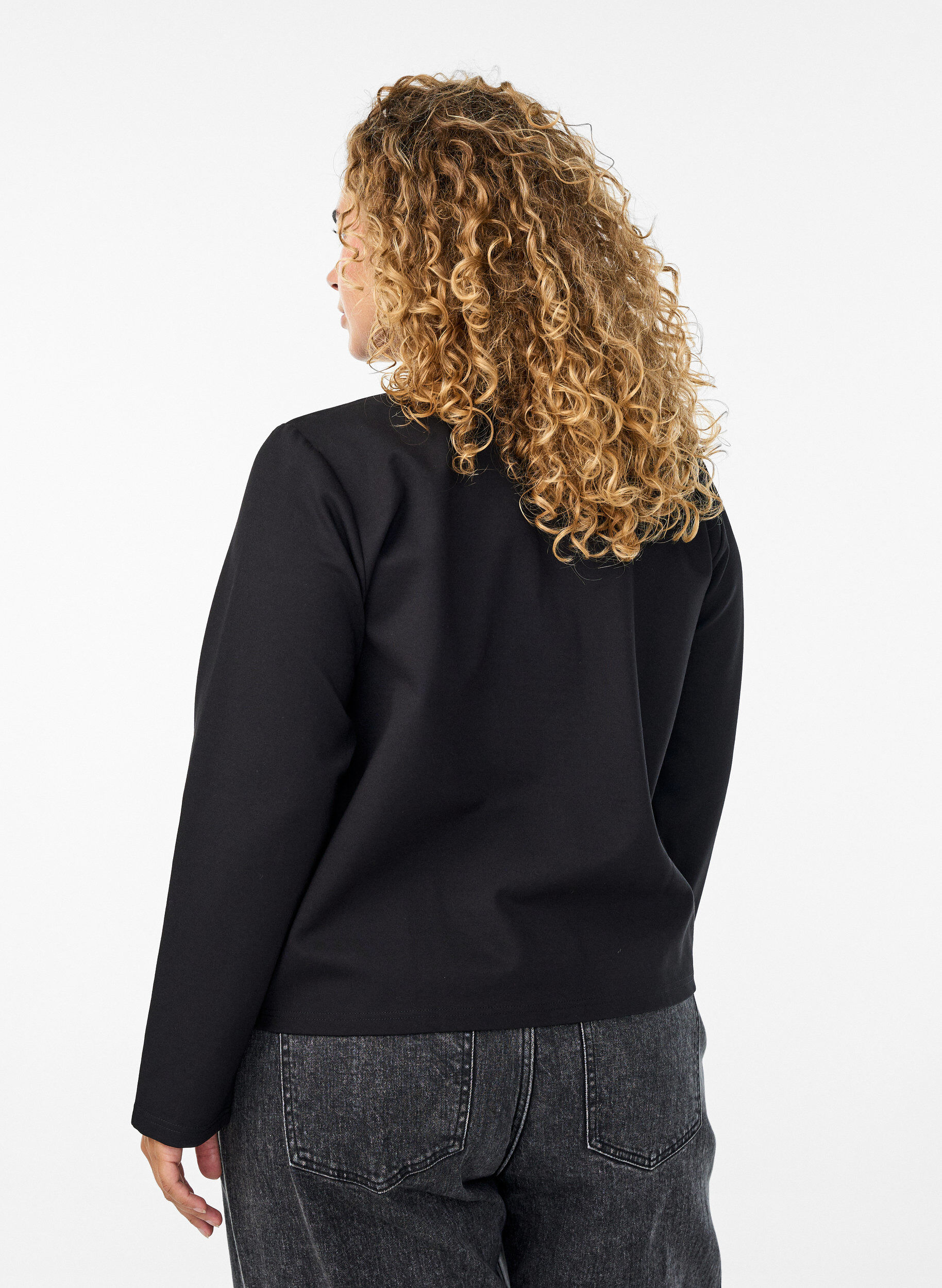 Zizzi Cardigan med dekorative knapper, Sort, Model image number 2