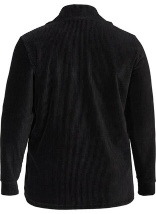 Velour bluse med høj hals og lynlås, Black, Packshot image number 1