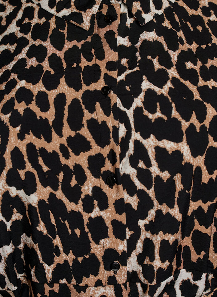 M&oslash;nstret tunika med bindeb&aelig;lte og 3/4 &aelig;rmer, Brun, Packshot image number 2