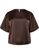 Satinbluse med rhinsten og albuelange &aelig;rmer, Brun, Packshot image number 0