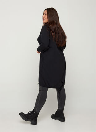 Højhalset sweatkjole med bindedetalje, Black, Model image number 1