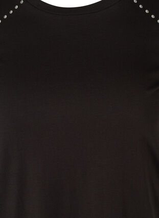 Kortærmet t-shirt med nitter i økologisk bomuld, Black, Packshot image number 2