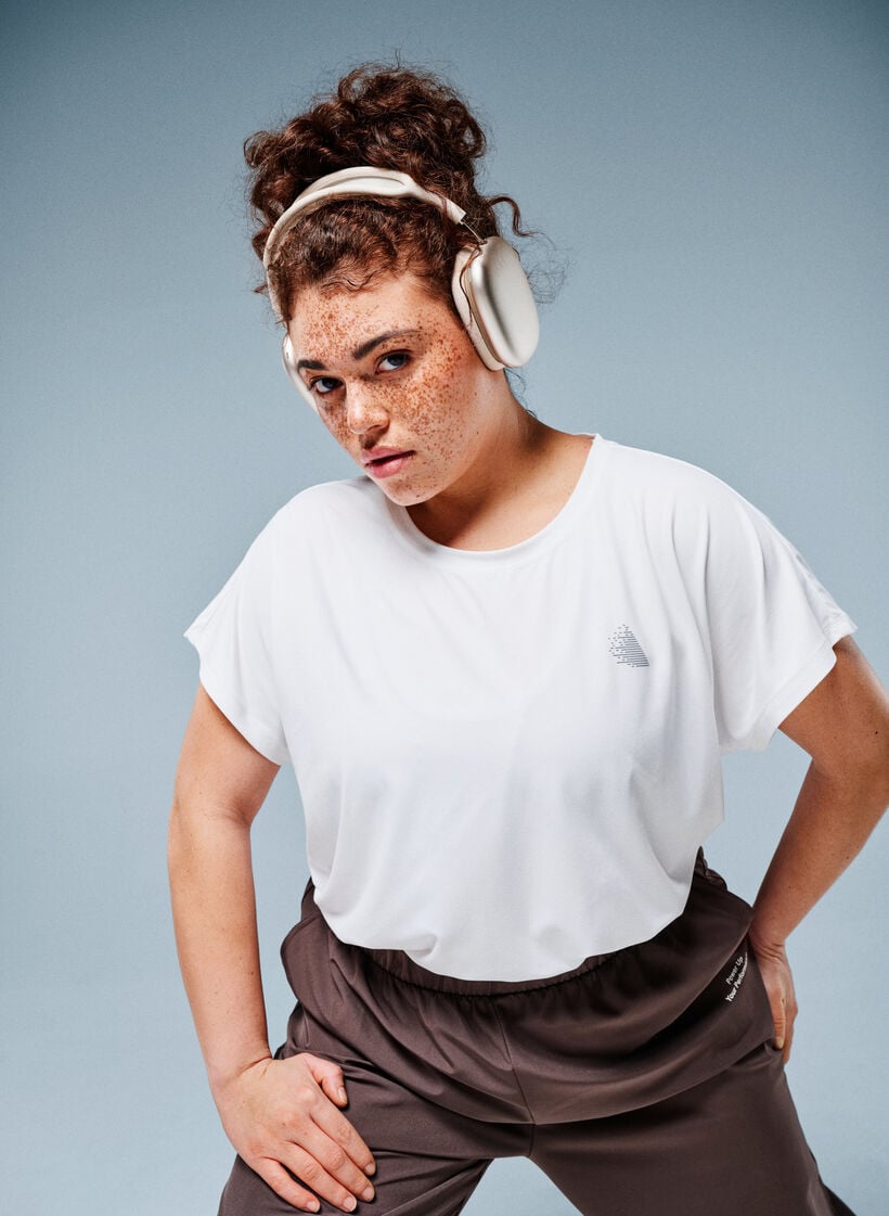 Ensfarvet tr&aelig;nings t-shirt, Hvid, Image