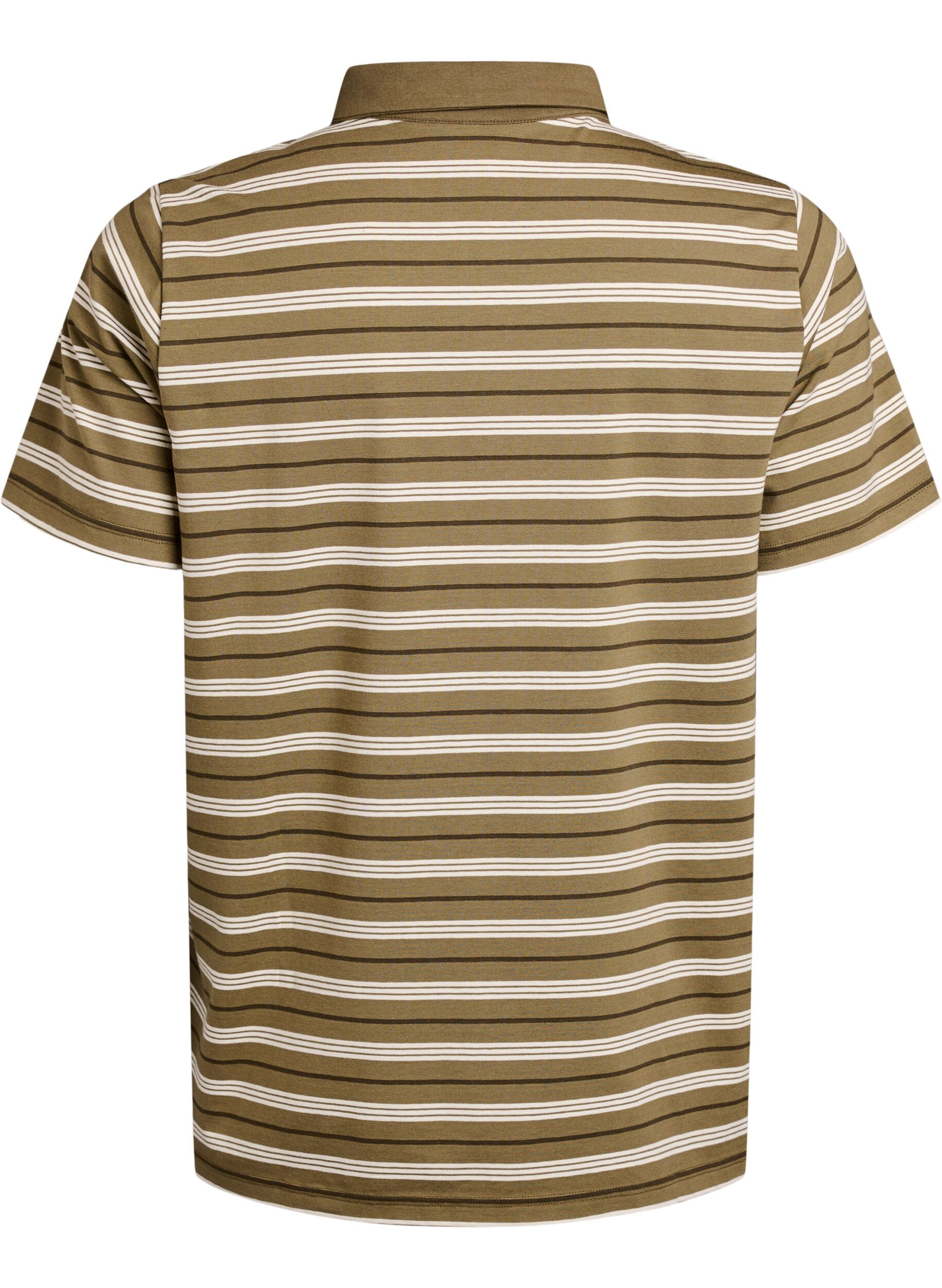 Zizzi Stribet poloshirt med korte &aelig;rmer, Gr&oslash;n, Packshot image number 1