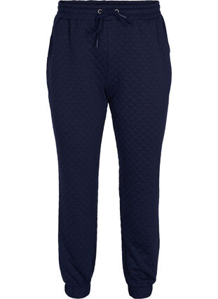 Sweatpants med quiltet mønster, Navy Blazer, Packshot image number 0
