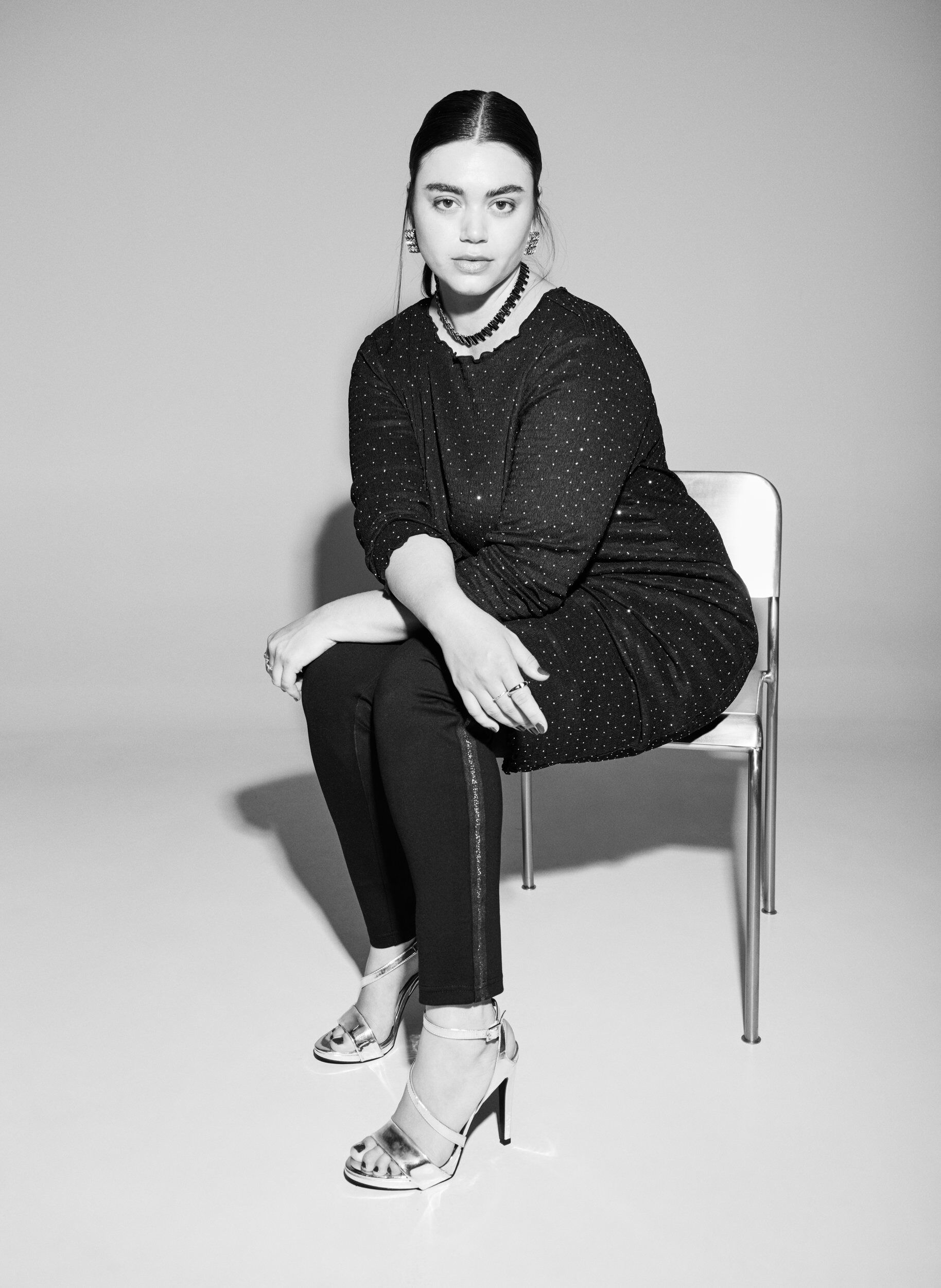 Zizzi Leggings med glitterstribe og slids, Sort, Image image number 0