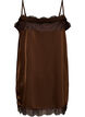 Lang satintop med blondekanter, Brun, Packshot image number 1