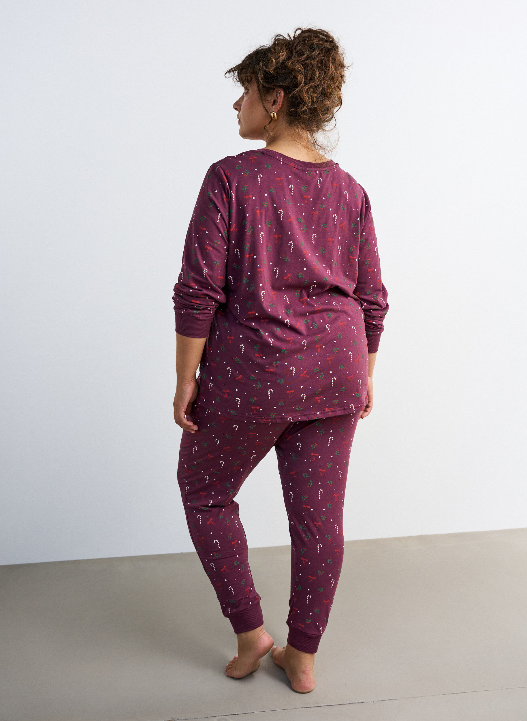 ZizziNatbluse med print, M&oslash;rk Bordeaux, Model image number 2