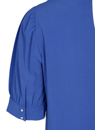 Bluse i viskose med a-shape, Dazzling Blue, Packshot image number 3