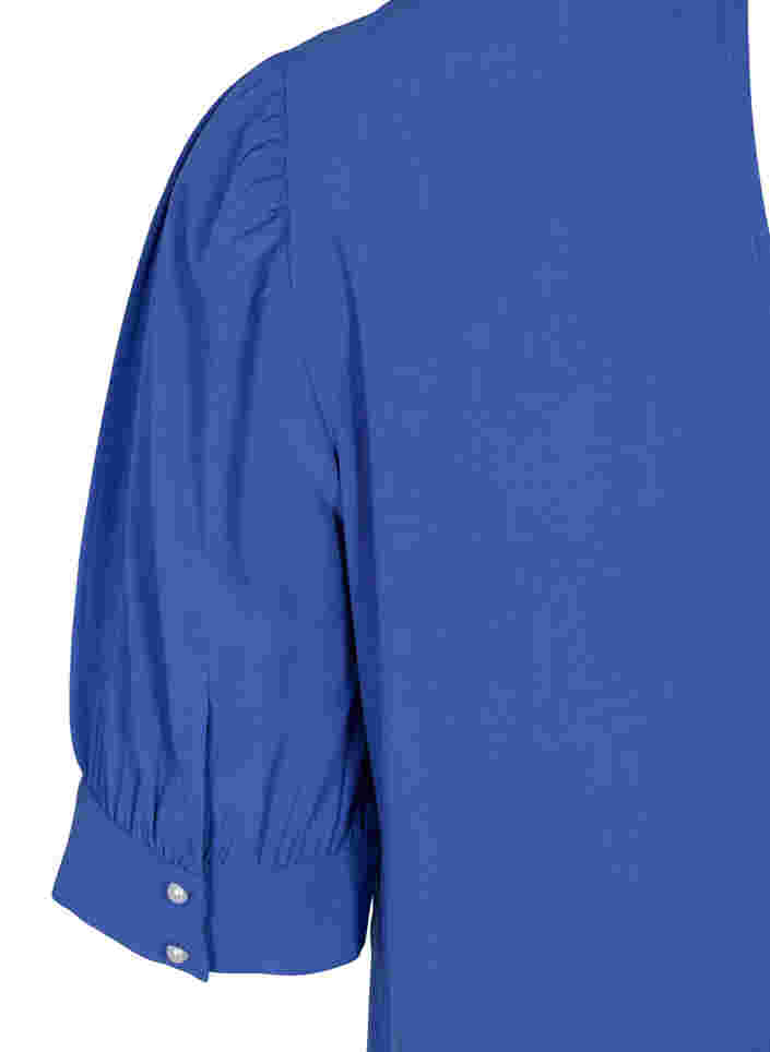 Bluse i viskose med a-shape, Dazzling Blue, Packshot image number 3