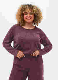 Meleret bluse med tekst print, Port Royal Mel., Model