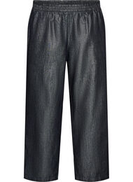 Denimbukser med glimmertr&aring;d og lige ben, Gr&aring;