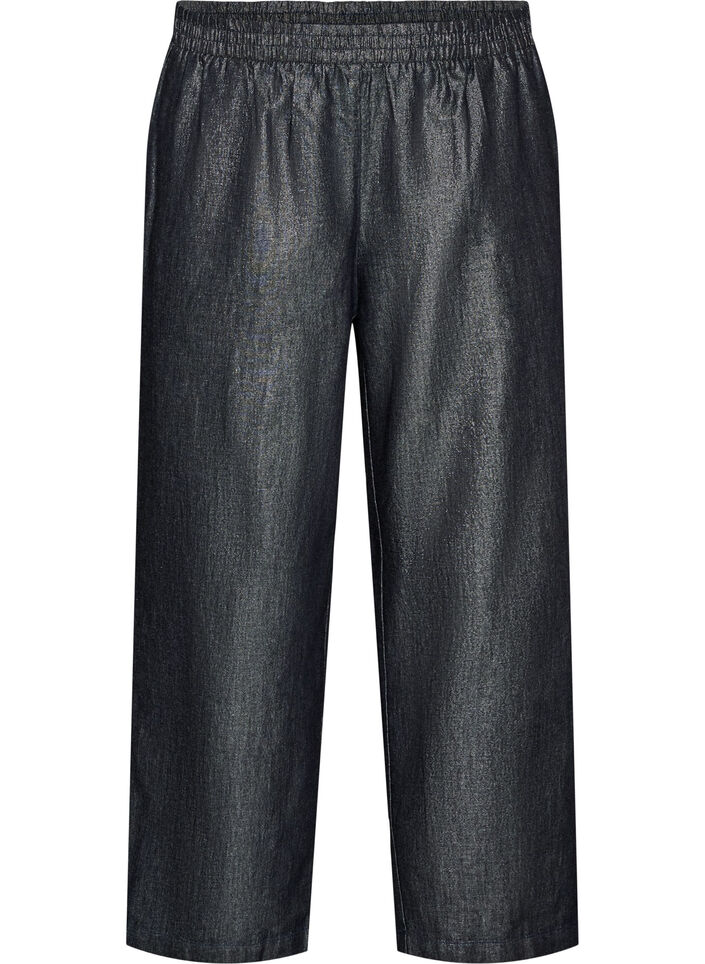 Denimbukser med glimmertr&aring;d og lige ben, Gr&aring;, Packshot image number 0