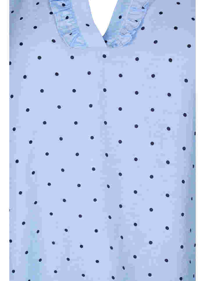 Prikket bluse med 3/4 ærmer i viskosekvalitet, Light Blue Dot, Packshot image number 2