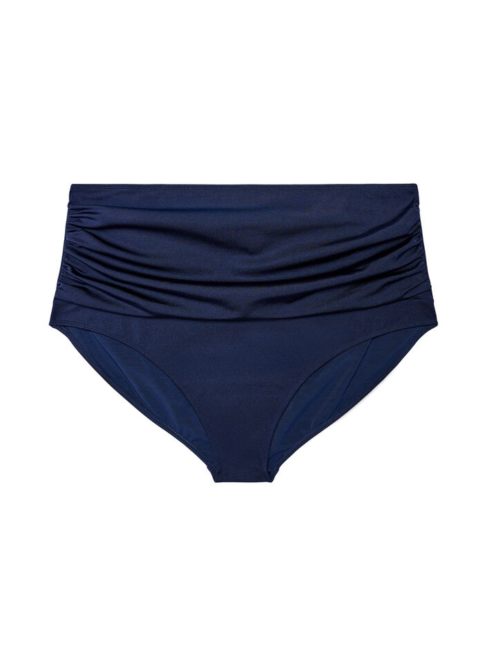 Bikini trusse med draperinger og h&oslash;j talje, Bl&aring;, Packshot image number 0