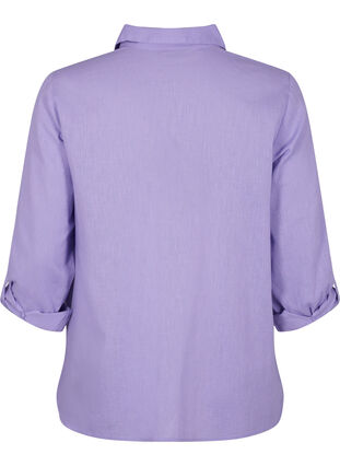 Skjortebluse med knaplukning i bomuldsmix med hør, Lavender, Packshot image number 1