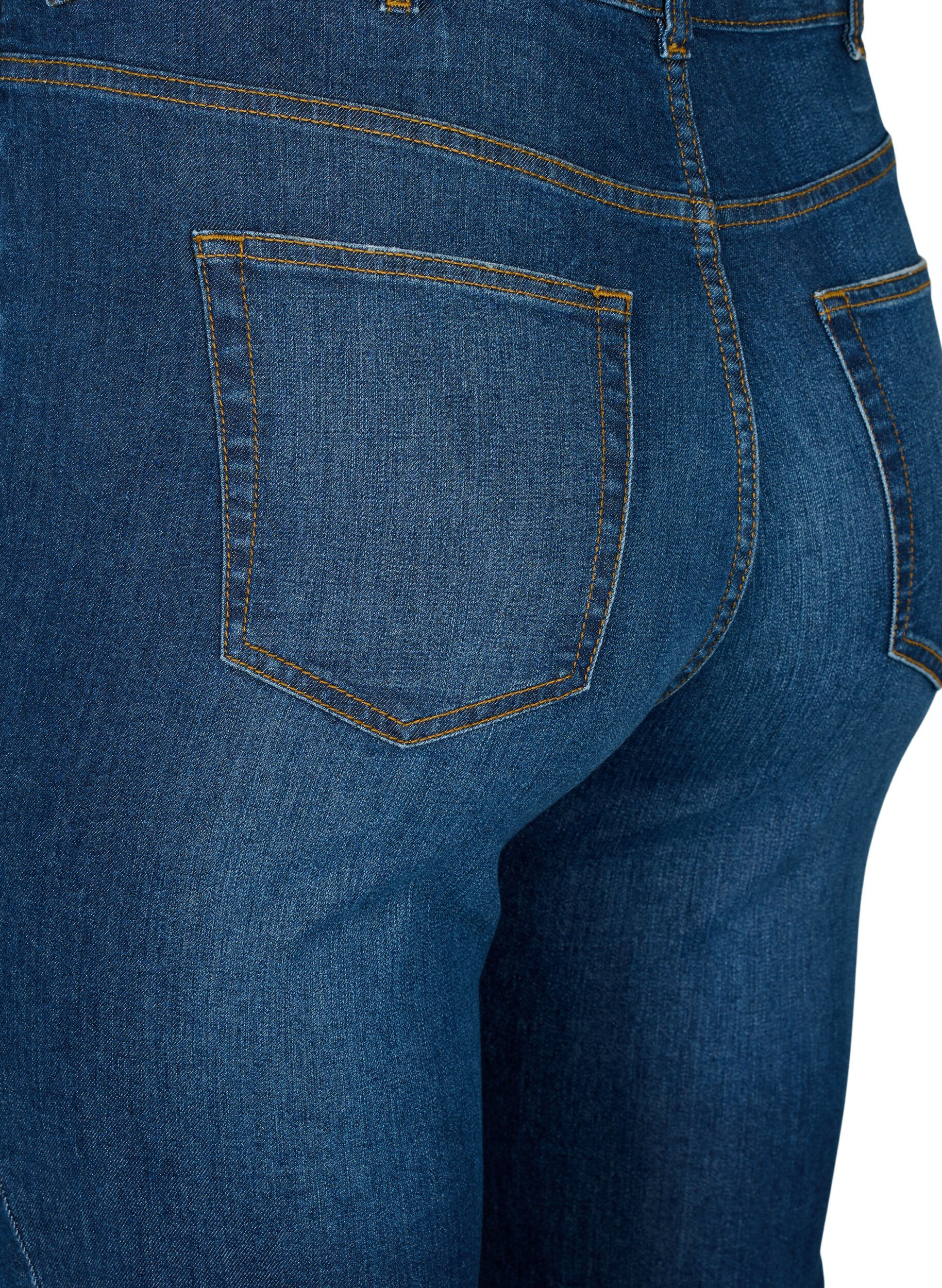 Zizzi Super slim Amy jeans med slid og h&oslash;j talje, Dark blue, Packshot image number 4