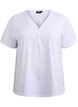 T-shirt med knapdetalje, Hvid, Packshot image number 0