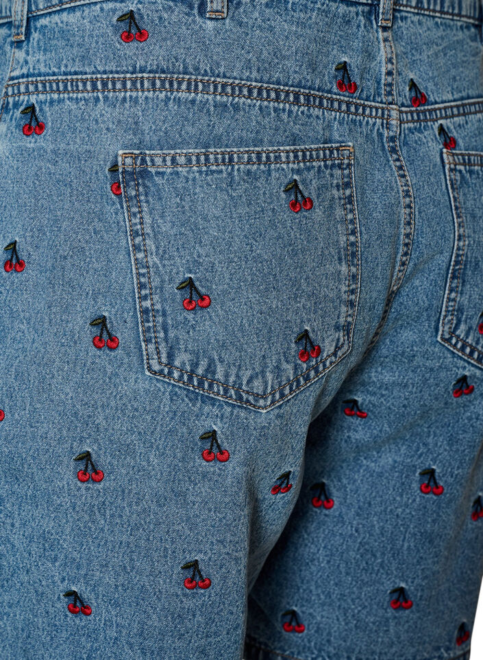 Denim shorts med broderede motiver, Bl&aring;, Packshot image number 3