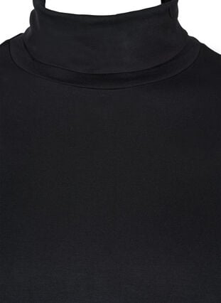 Langærmet bomuldsbluse med rullekrave, Solid Black, Packshot image number 2