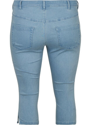 Højtaljede capri jeans i bomuldsmix, Light blue denim, Packshot image number 1