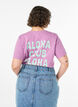 T-shirt i &oslash;kologisk bomuld med rygprint, Lyser&oslash;d, Model image number 2