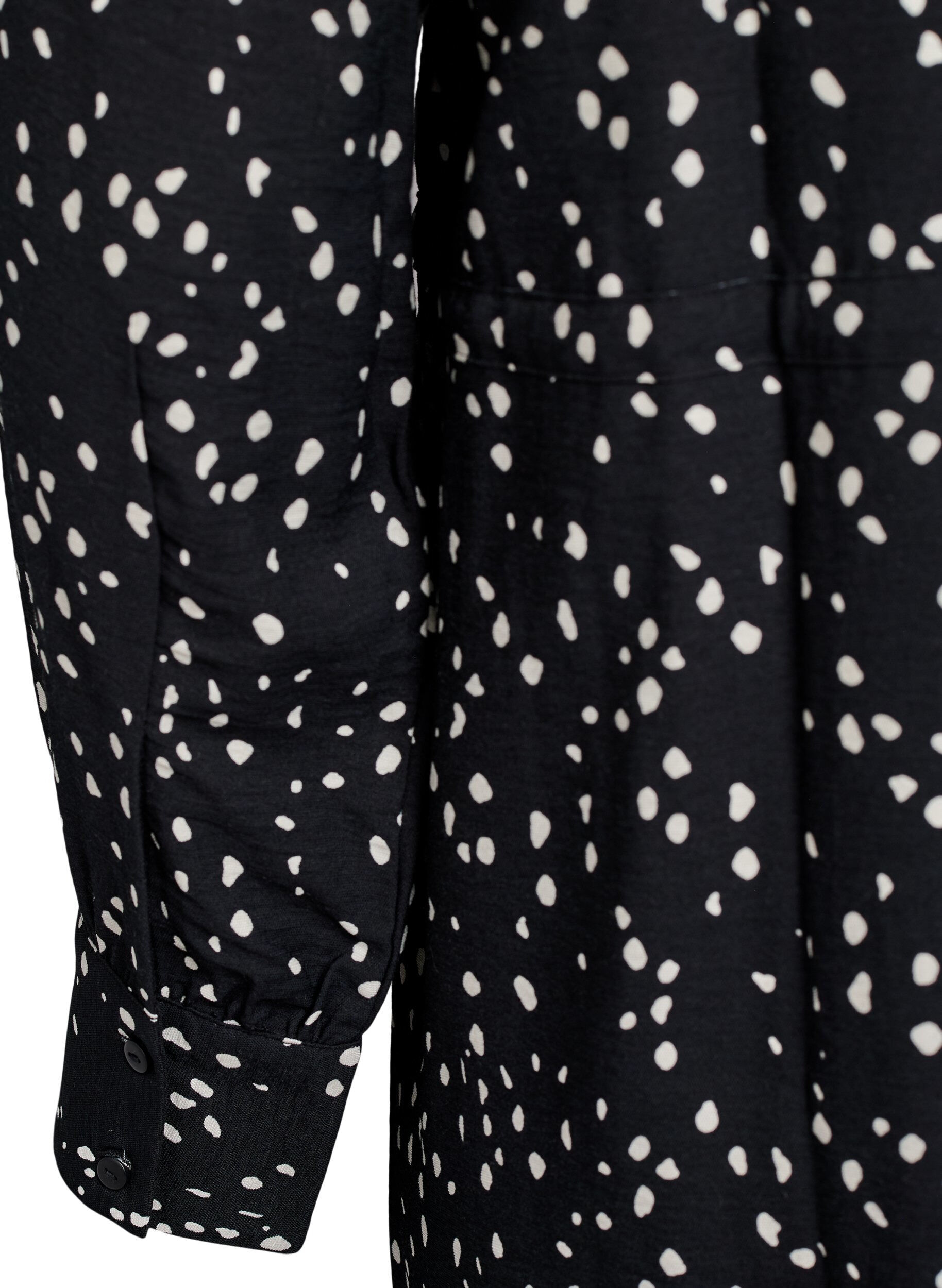 Zizzi Skjortekjole med bindeb&aring;nd og print, Sort, Packshot image number 3