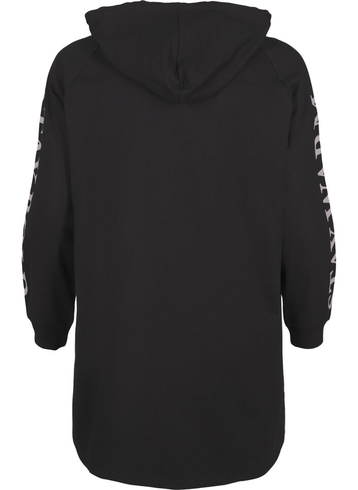 Oversize sweat med print på ærmerne, Black w. Silver, Packshot image number 1