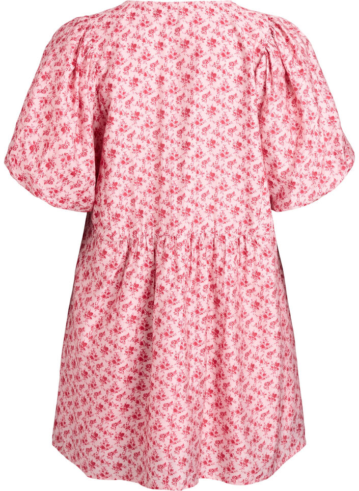 Kort kjole i viskose med empire-snit og ballon&aelig;rmer, R&oslash;d, Packshot image number 1