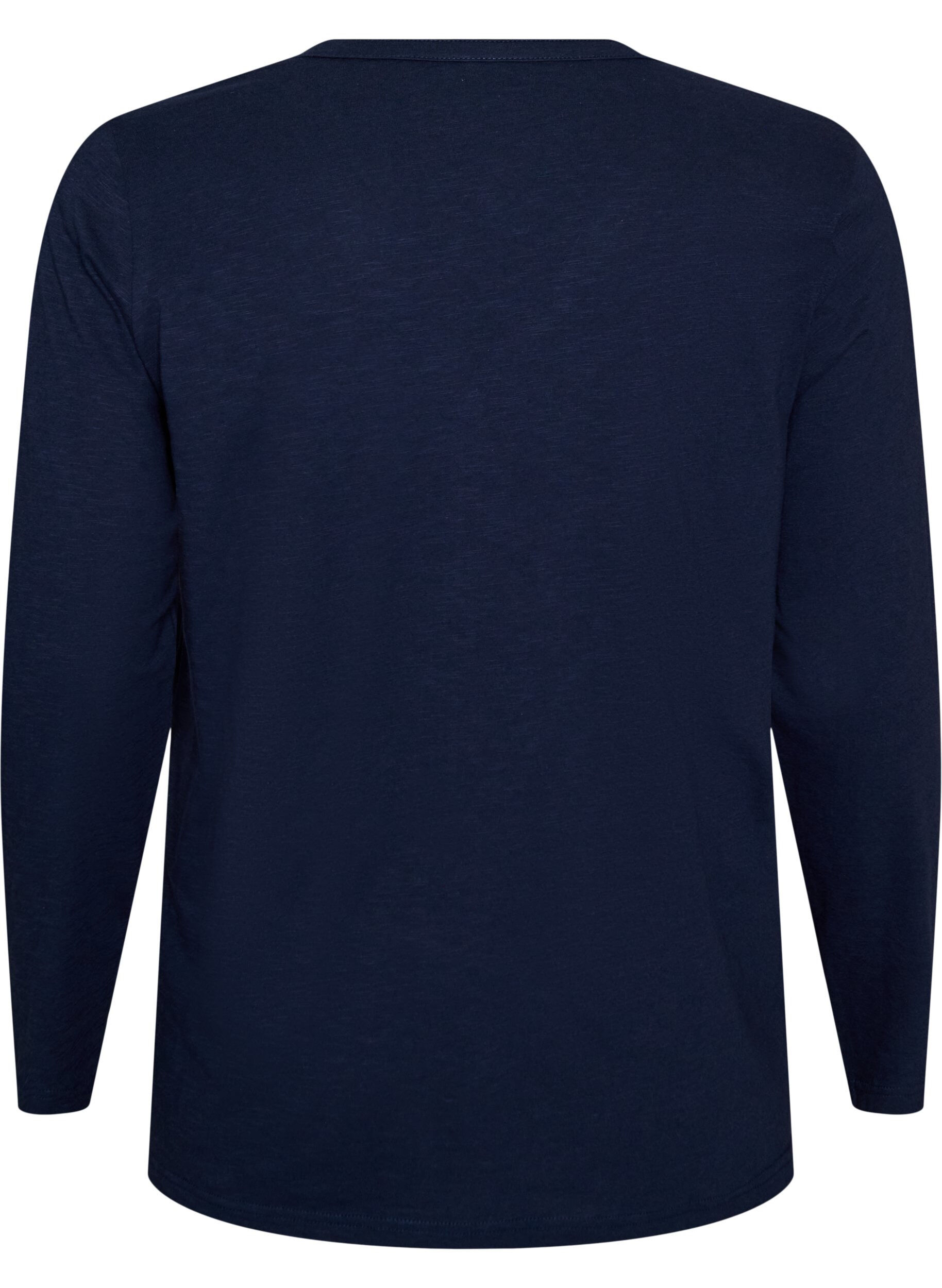 ZizziLang&aelig;rmet t-shirt med V-hals og knapper, Bl&aring;, Packshot image number 1