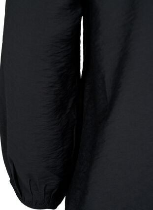 Skjortebluse i viskose med flæsekrave, Black, Packshot image number 3