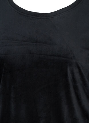 Velour bluse med lange pufærmer, Black, Packshot image number 2